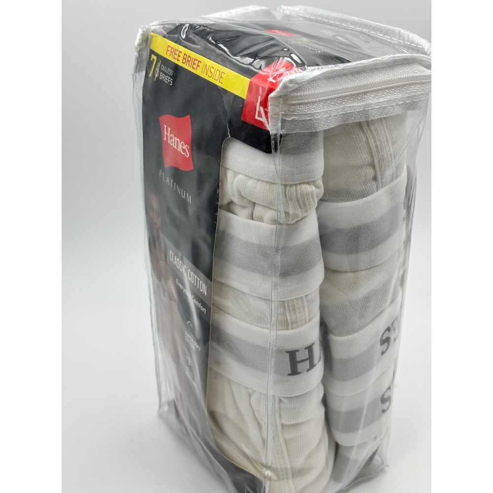 Hanes Platinum Classic Cotton Tagless Briefs White 7+1 Bonus Pack Mens Large - Picture 5 of 7
